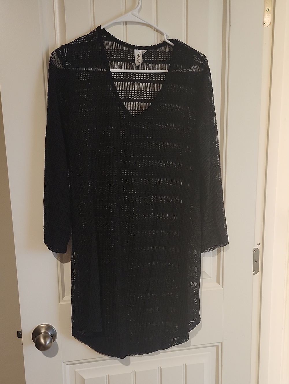Ingear Black Sheer Knit V-Neck Cover-Up
